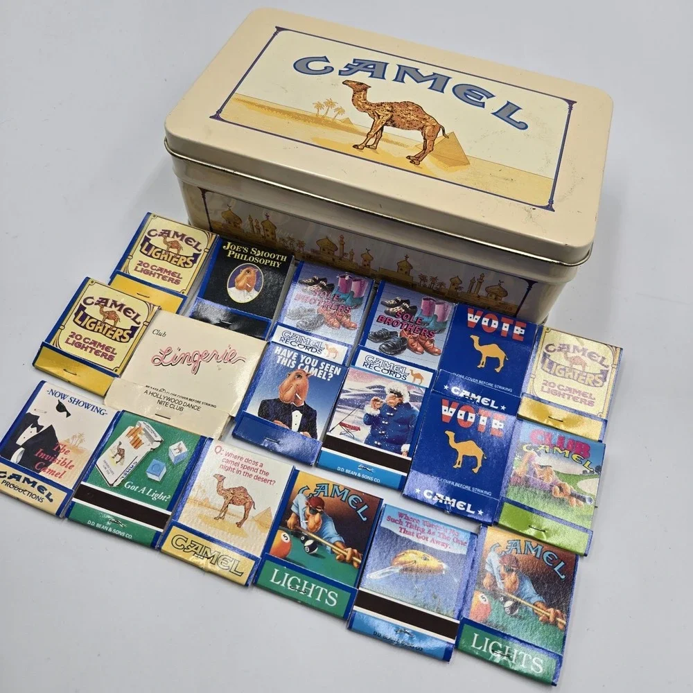 vintage Camel collector's tin 1992 W Mixed Camel Lights Matches Matchbooks
